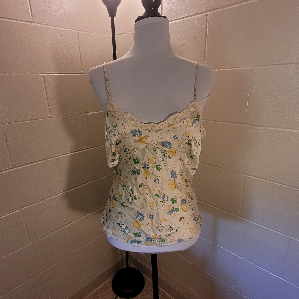 Lacy Floral Yellow Tank Top